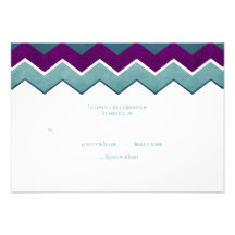 Lila und aquamarines Zickzack-Hochzeit UAWG Personalisierte Einladungskarten