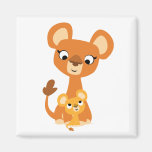 Lion de mère de bande dessinée et aimant mignons d magnets