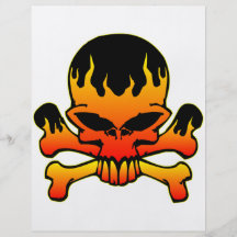 Lodernder Totenkopf mit gekreuzter Knochen Flyerdesign