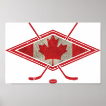 Logo canadien de drapeau d'hockey posters