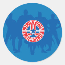 Logo de ligue de justice et arrière - plan solide  adhésif rond