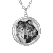 Loup noir et blanc colliers personnalisés