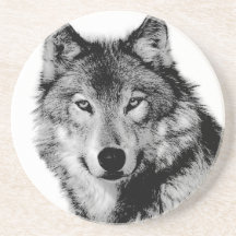Loup noir et blanc dessous de verres
