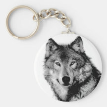 Loup noir et blanc porte-clef