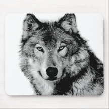 Loup noir et blanc tapis de souris