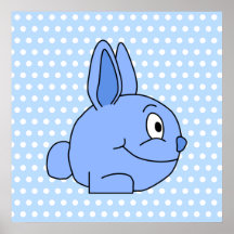 Lustige blaue Kaninchen-Karikatur Plakatdrucke