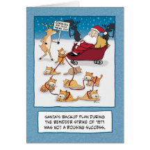 Lustige Weihnachtskarte: Pferdeschlitten-Katzen