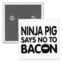 Lustiges Ninja Schwein lehnt Speck ab Anstecknadelbutton