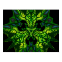 Lutin d'homme vert - masque d'émeraude et d'or cartes postales