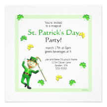 Lutin et shamrocks du jour de St Patrick Cartons D'invitation