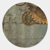 Machine de temps de Steampunk Adhésifs Ronds