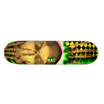 Macschädelgrünfeuer Skatersollie Skateboard. Individuelle Skatedecks
