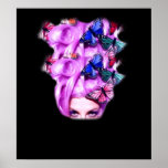 Madame pourpre de papillon de cheveux Poster/copie