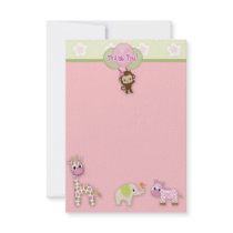 Mädchen-Dschungel-TierBabyparty danken Ihnen 3,5" 
