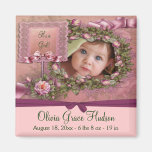 Magnet rose de naissance de photo de bébé de roses magnets pour réfrigérateur