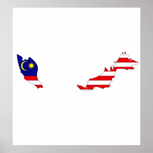 Malaysia-Flaggen-Karte Größengleich Posterdrucke