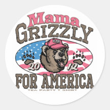 Maman Grizzly Gear pour les mamans patriotes Autocollant Rond
