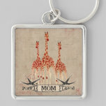 Maman rose Keychain de girafes porte-clés