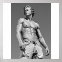 Männliches Plakat des Fitness-Modell-wow