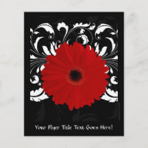Marguerite rouge lumineuse de Gerbera sur le noir Tract Customisé