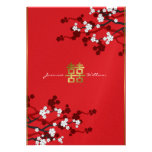 Mariage chinois de double bonheur de fleurs de cer cartons d'invitation