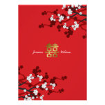 Mariage chinois de double bonheur de fleurs de cer invitations