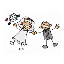 Mariage de bande dessinée carte postale