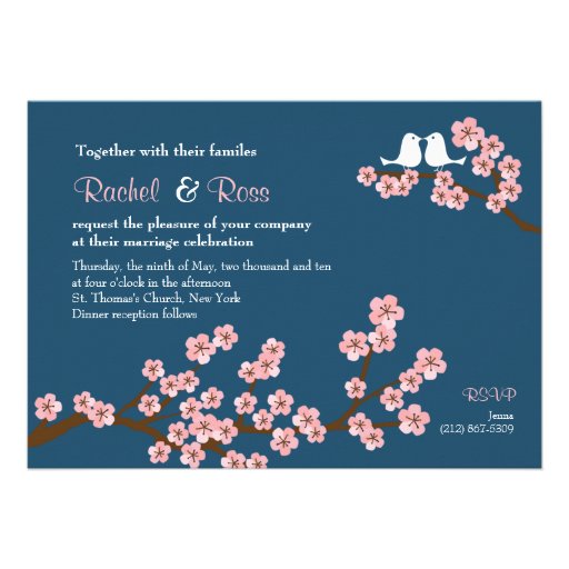 Mariage de jardin de fleurs de cerisier (marine ro invitations