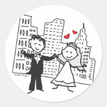 Mariage de NYC Adhésif Rond