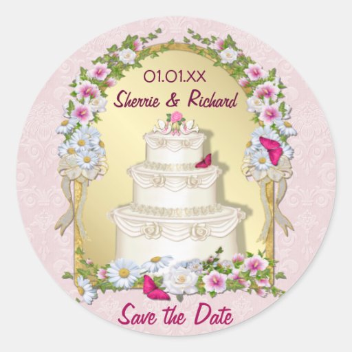 Mariage floral de gâteau autocollants