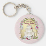 Mariage floral de gâteau porte-clef