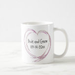 Mariage rose de coeur de fractale tasses