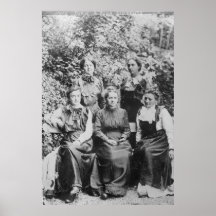 Marie Sklodowska Curie mit ihren vier Studenten Plakat