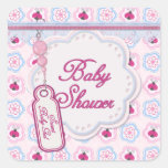 Marienkäfer-Blumen-Baby-Dusche Quadrataufkleber