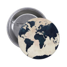 Marine affligée de carte du monde badge avec épingle