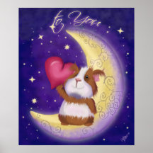 Meerschweinchen mit Herz Poster