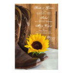 Menu de mariage de tournesol de pays papier à lettre customisable