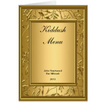Menu Kiddush, brunch, barre Mitzvah de batte popul Cartes De Vœux