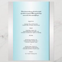 Menu turquoise et blanc de noces de diamant de zèb prospectus avec motif