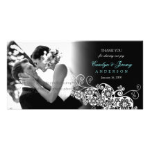Merci chic floral élégant de mariage de Paisley Bo Cartes De Vœux Avec Photo
