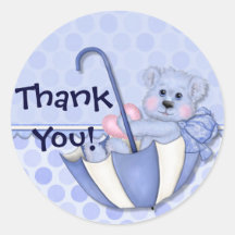 Merci de bébé bleu d'ours de parapluie autocollants