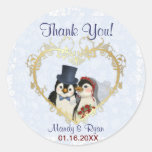 Merci de joint de mariage de pingouin autocollants