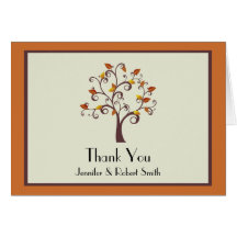 Merci lunatique de mariage d'arbre d'automne cartes de vœux