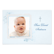 Merci plat bleu frais de photo invitation personnalisable