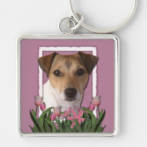 Merci - tulipes roses - Jack Russell Porte-clefs