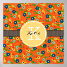 Mit Monogramm Blume Plakat