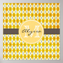 Mit Monogramm gelbe Raute Posterdrucke