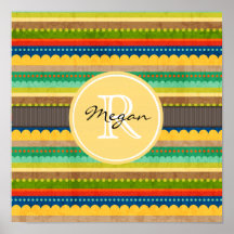 Mit Monogramm indische Decke Poster