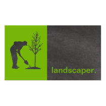 Modern Chalkboard Silhouette Landscaper | green cartes de visite