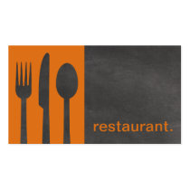Modern Chalkboard Silhouette Restaurant | orange cartes de visite